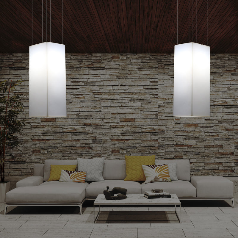 Lampe à suspension linéaire, éclairage à LED suspendu, taille 110 x 30 cm, ampoule E27, blanc