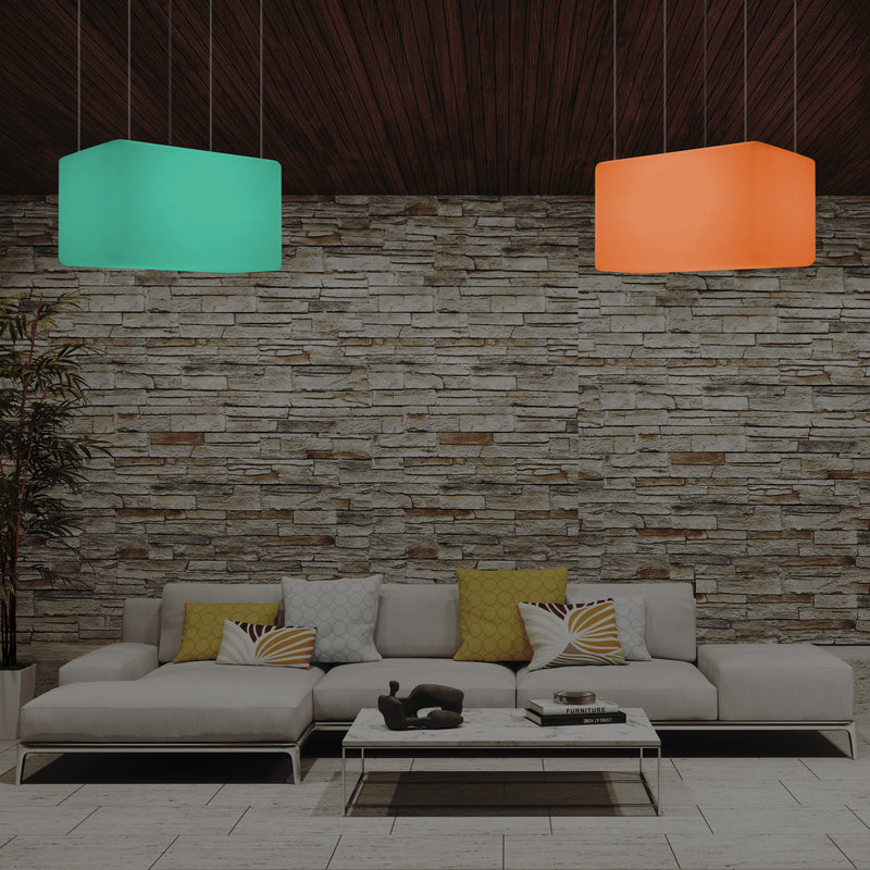 Plafonnier unique, lampe suspendue LED linéaire îlot de cuisine 55 x 35 cm E27 RGB avec télécommande