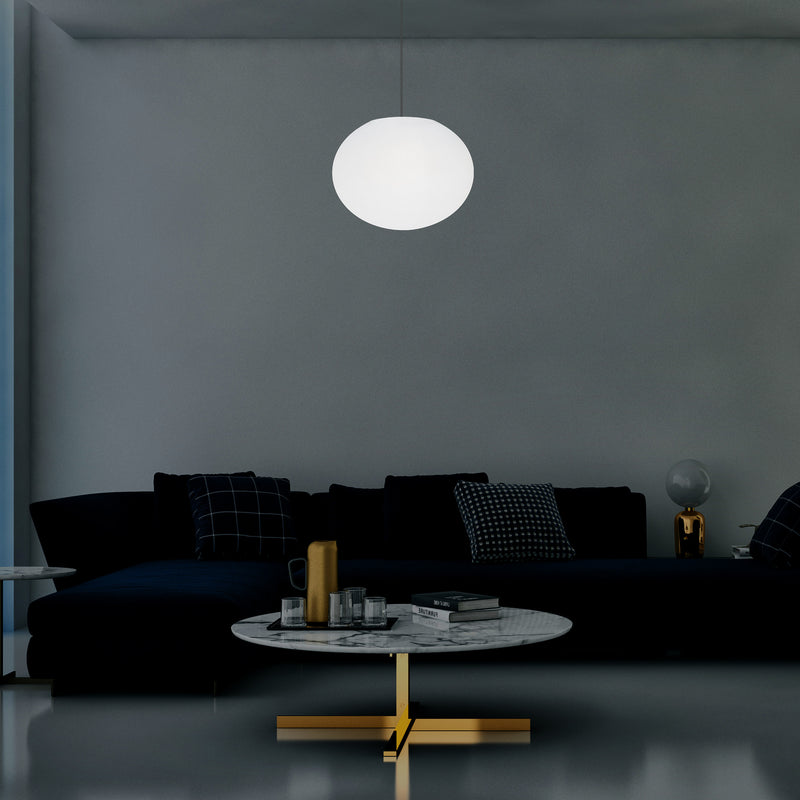 Plafonnier design à LED, suspension lumière 3D ellipse ovale E27, sphère plate de 27 cm