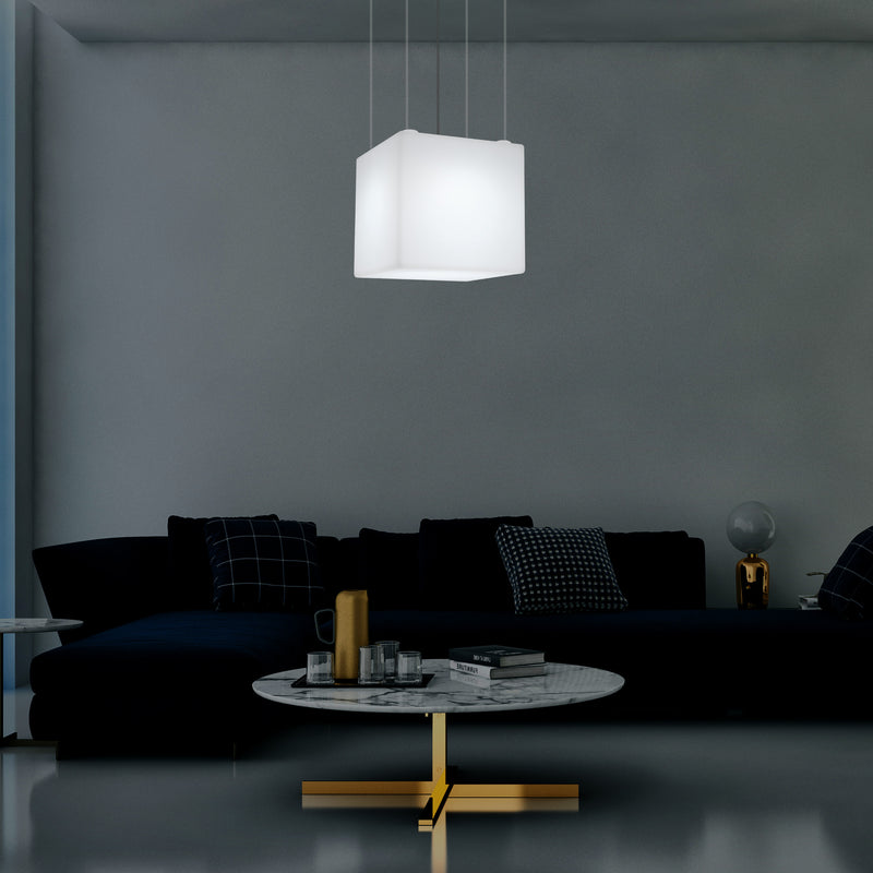 Plafonnier Cube LED, lampe décorative suspendue, 500 mm, E27, éclairage d'ambiance RGB