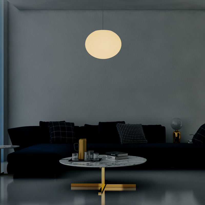 Plafonnier suspendu décoratif E27, lampe suspendue à LED lumière 3D ovale elliptique, boule 27 cm