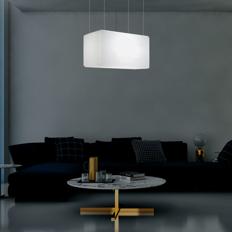 Plafonnier unique, lampe suspendue LED linéaire îlot de cuisine 55 x 35 cm E27 RGB avec télécommande