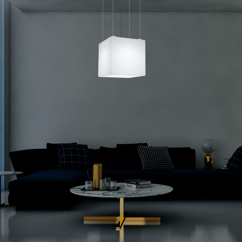 Cube de suspension, Lampe LED suspendue moderne, dimensions 400 mm, ampoule E27, lumière blanche