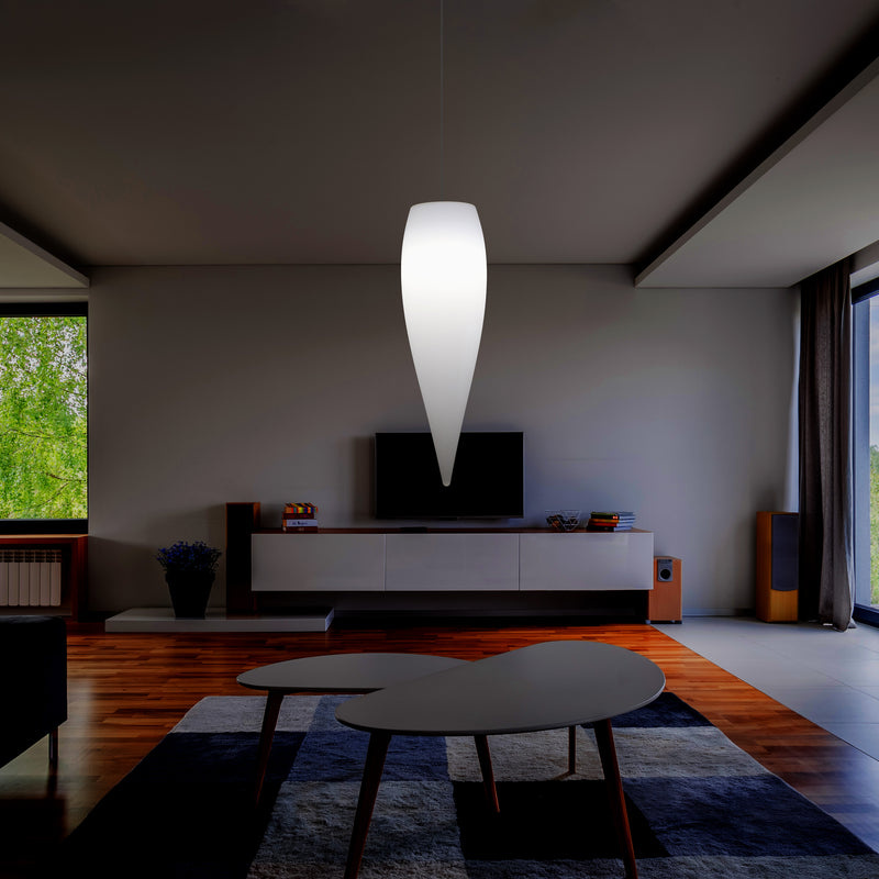 Lampe à suspension goutte d'eau, lumière pendante à LED décorative glaçon, 80 cm, E27, blanc