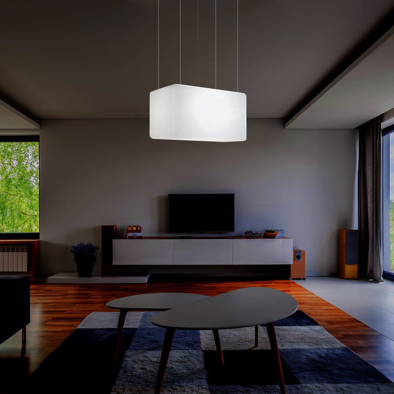 Suspension à LED Éclairage d'îlot de cuisine Lumière linéaire Plafonnier design 55 x 35 cm E27 blanc