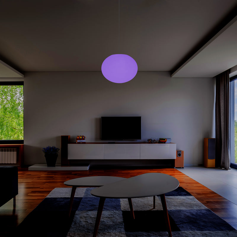 Suspension elliptique ovale, plafonnier avec changement de couleurs, lumière boule plate