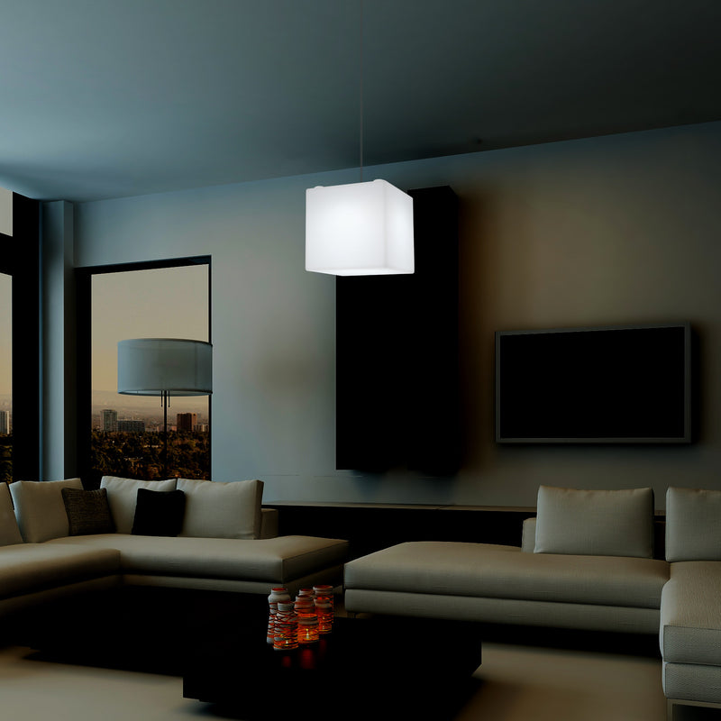 Éclairage de suspension Cube LED, Lampe pendante moderne, 200 mm, ampoule E27, lumière blanche