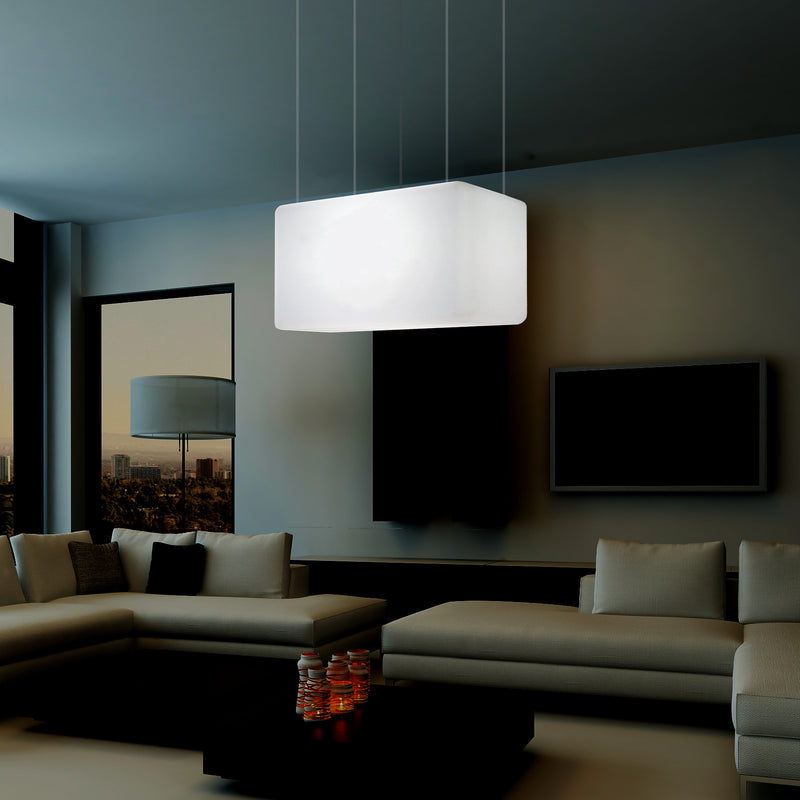 Suspension à LED Éclairage d'îlot de cuisine Lumière linéaire Plafonnier design 55 x 35 cm E27 blanc