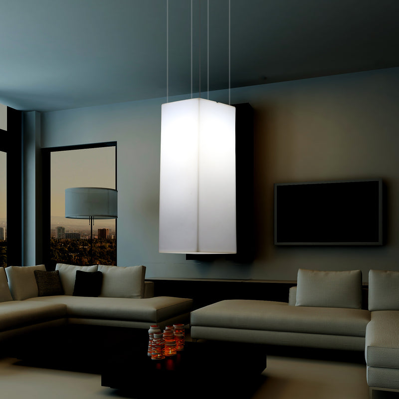 Lampe à suspension linéaire, éclairage à LED suspendu, taille 110 x 30 cm, ampoule E27, blanc