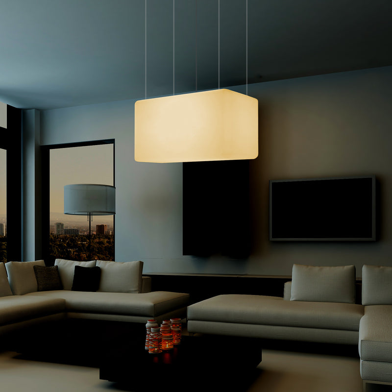 Lampe LED de suspension, rectangulaire Lumière moderne pour salle à manger 55x35 cm E27, blanc chaud