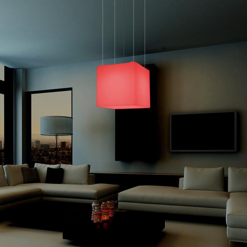 Plafonnier Cube LED, lampe décorative suspendue, 500 mm, E27, éclairage d'ambiance RGB