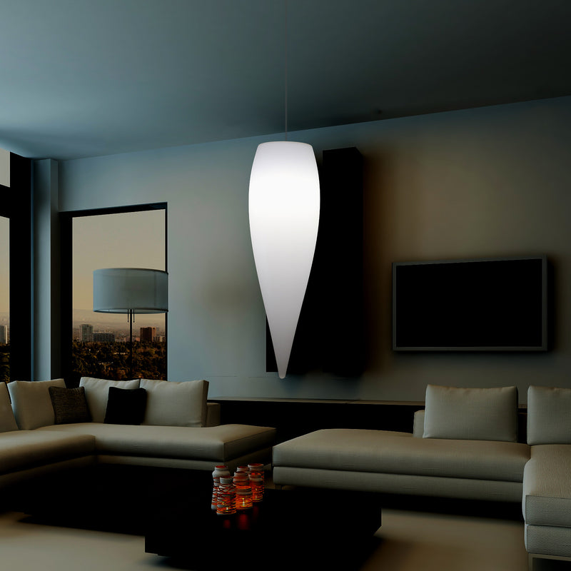 Lampe à suspension goutte d'eau, lumière pendante à LED décorative glaçon, 80 cm, E27, blanc