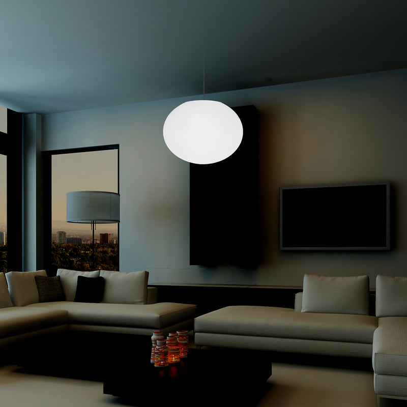 Plafonnier design à LED, suspension lumière 3D ellipse ovale E27, sphère plate de 27 cm