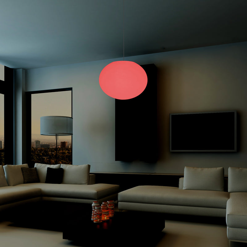 Suspension elliptique ovale, plafonnier avec changement de couleurs, lumière boule plate