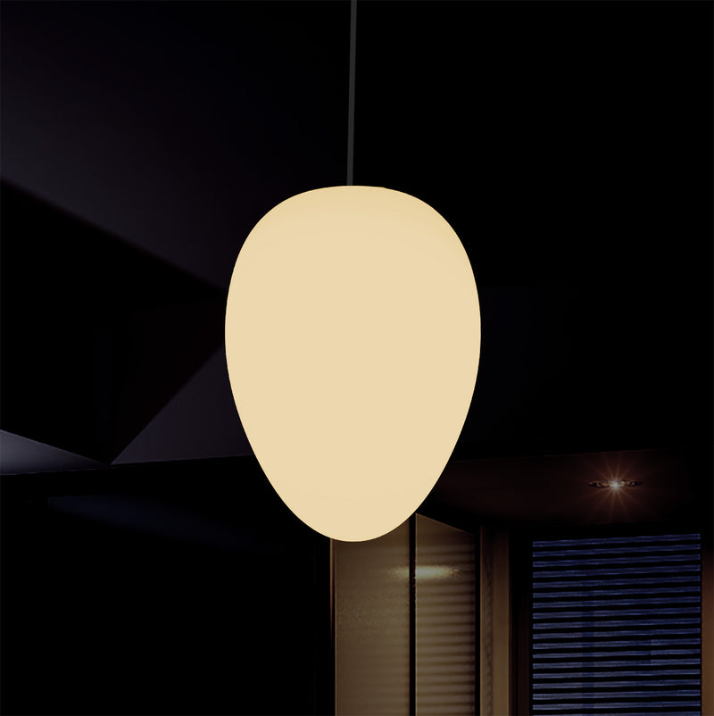 Plafonnier suspendu décoratif E27, Lampe pendante LED Lumière ovale design, 37 cm, blanc chaud