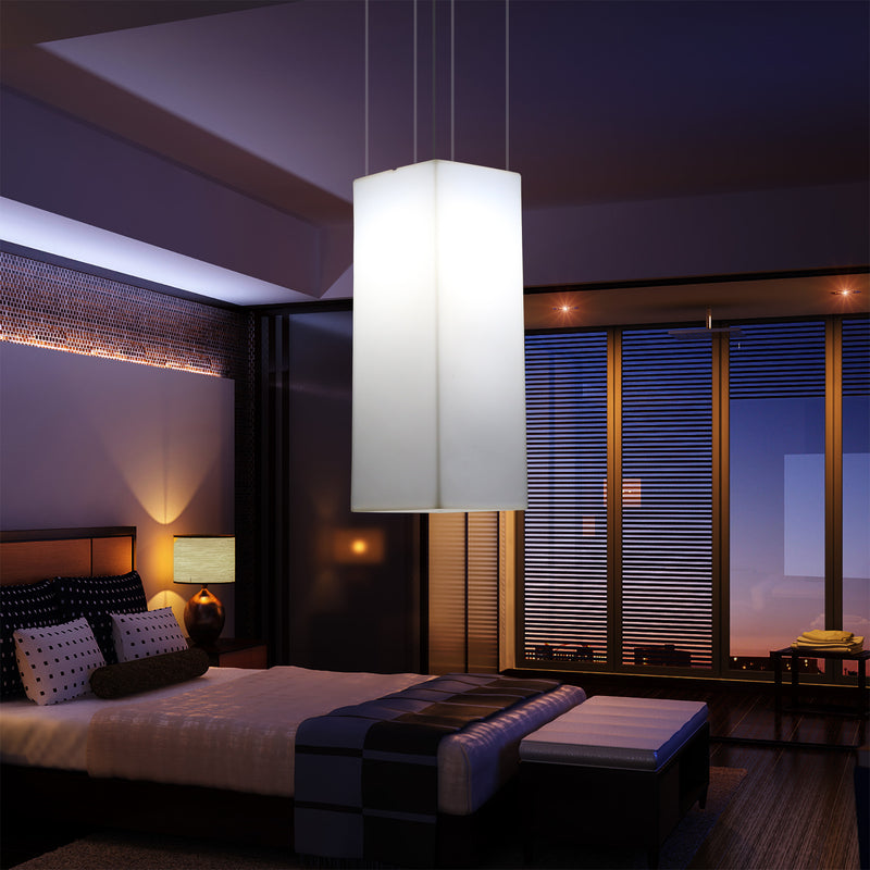 Lampe à suspension linéaire, éclairage à LED suspendu, taille 110 x 30 cm, ampoule E27, blanc