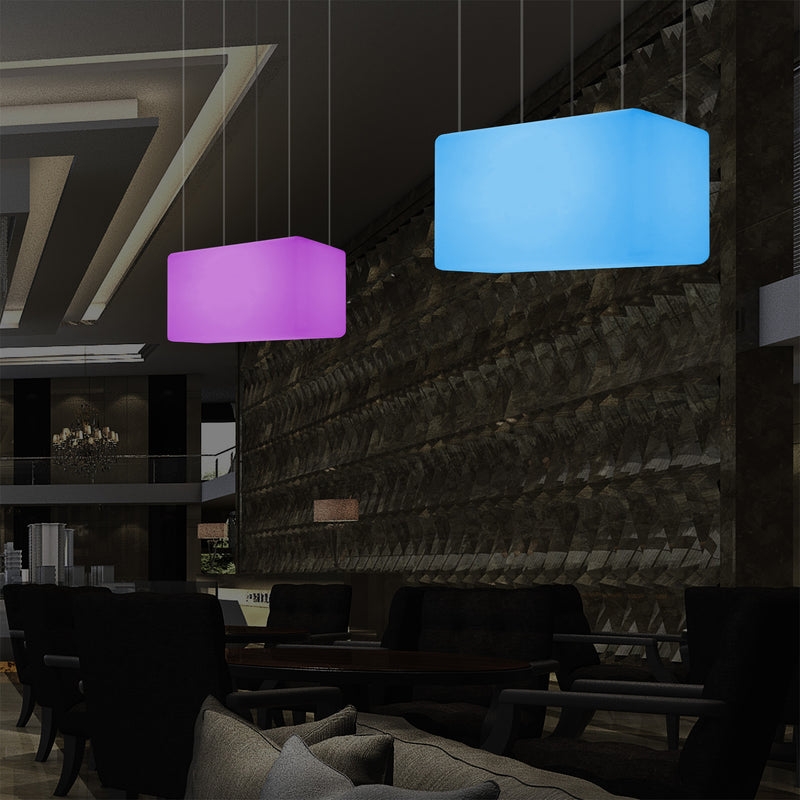 Plafonnier unique, lampe suspendue LED linéaire îlot de cuisine 55 x 35 cm E27 RGB avec télécommande