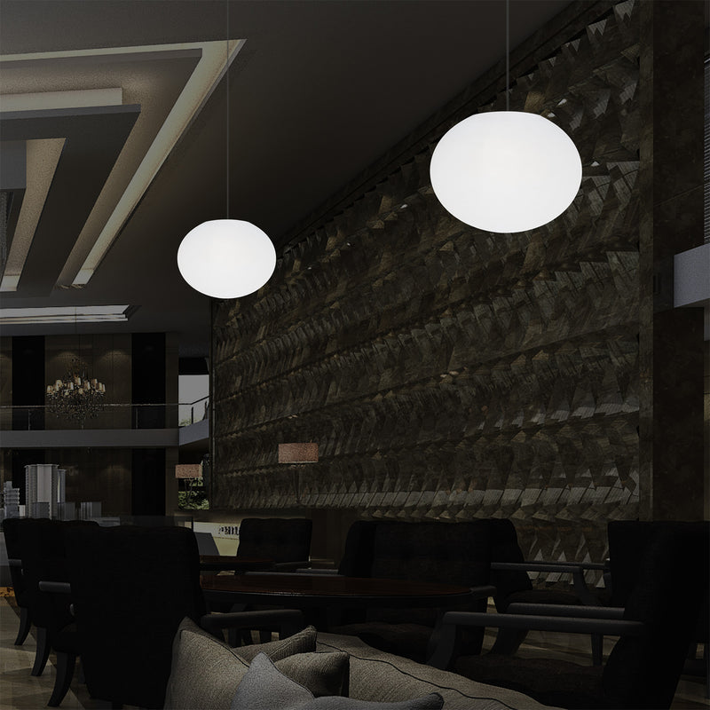 Plafonnier design à LED, suspension lumière 3D ellipse ovale E27, sphère plate de 27 cm