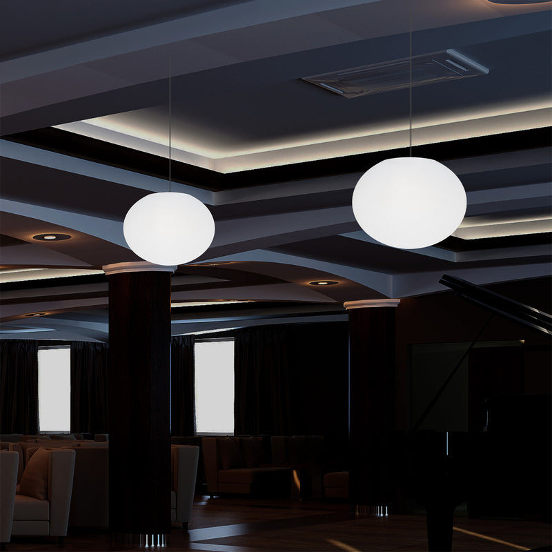 Plafonnier design à LED, suspension lumière 3D ellipse ovale E27, sphère plate de 27 cm