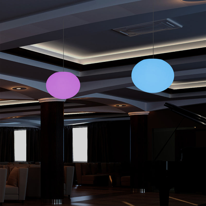 Suspension elliptique ovale, plafonnier avec changement de couleurs, lumière boule plate
