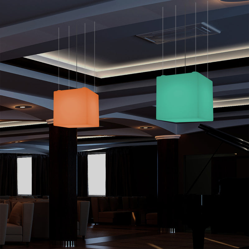 Plafonnier Cube LED, lampe décorative suspendue, 500 mm, E27, éclairage d'ambiance RGB