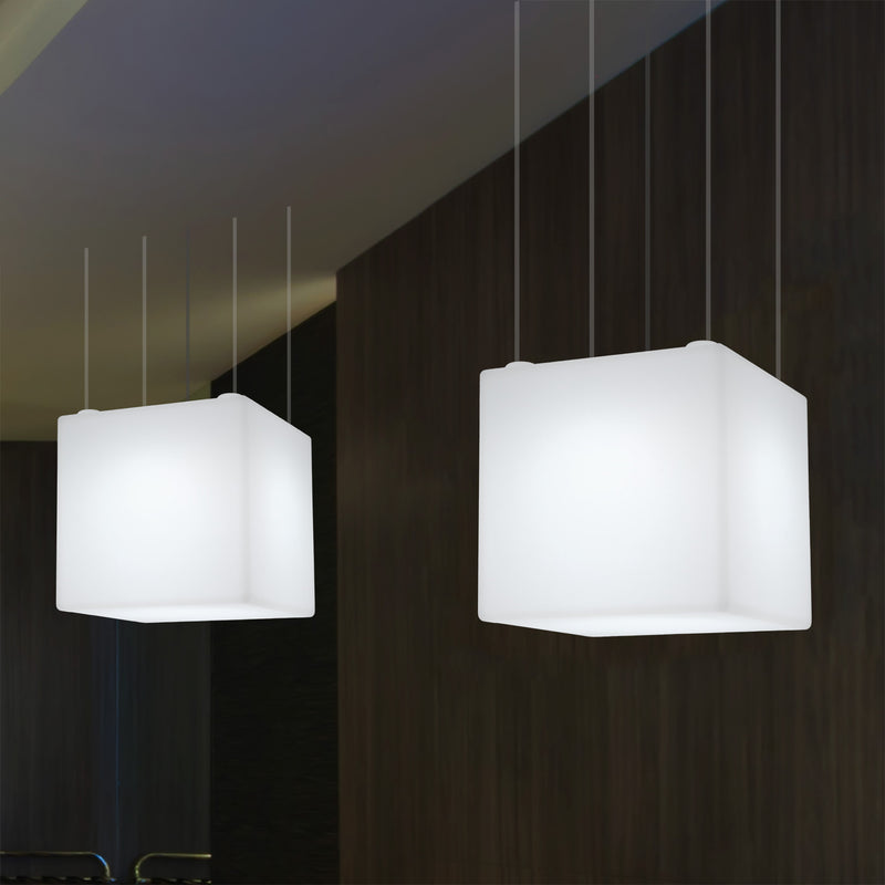 Plafonnier géométrique, éclairage suspendu à LED en forme de cube, 50 x 50 cm, E27, blanc