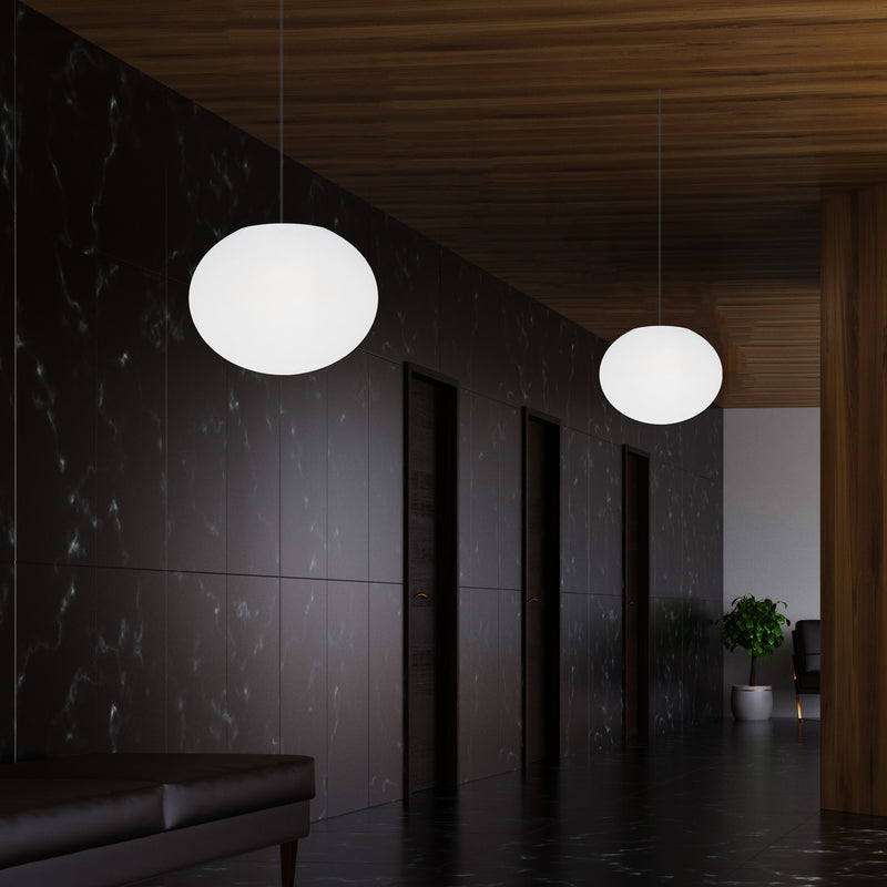 Plafonnier design à LED, suspension lumière 3D ellipse ovale E27, sphère plate de 27 cm