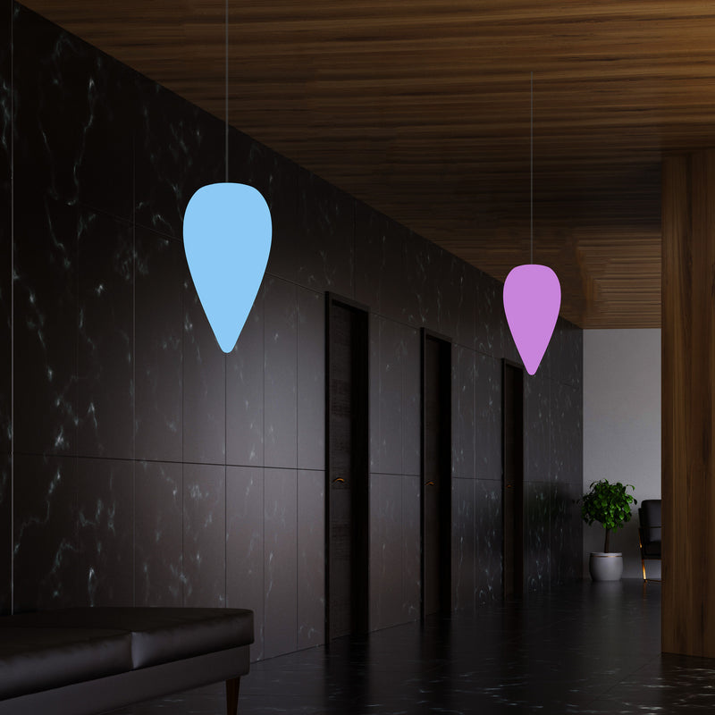 Lampe à suspension de conception unique Lampe à suspension RGB multicolore goutte d'eau LED de 37 cm