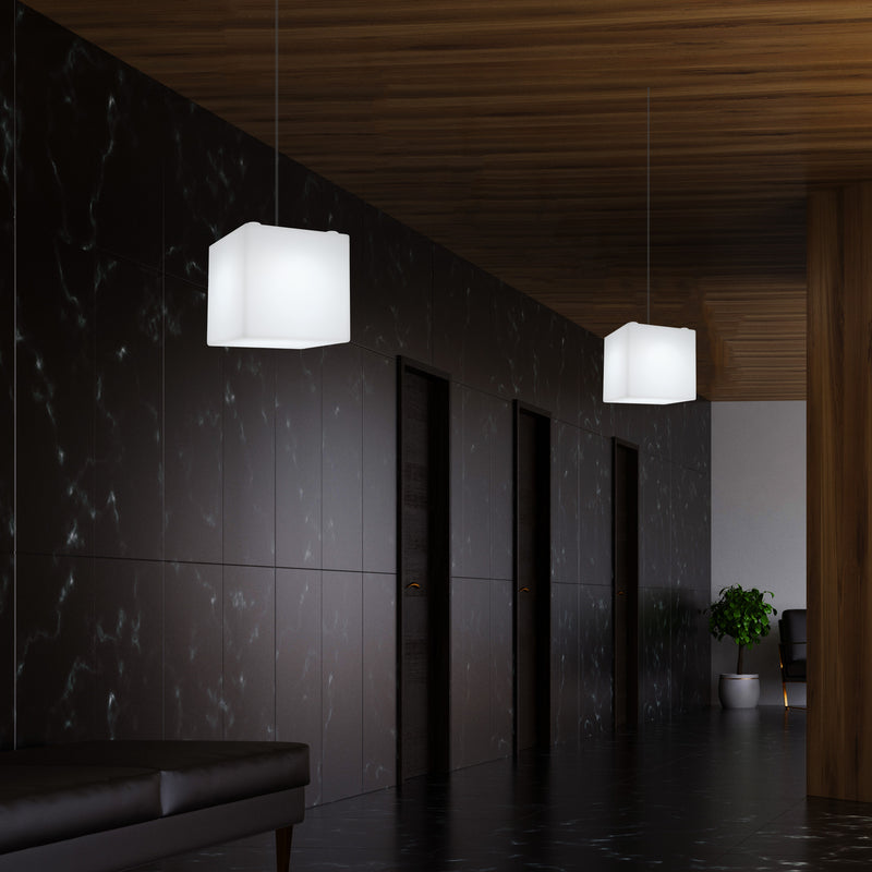 Éclairage de suspension Cube LED, Lampe pendante moderne, 200 mm, ampoule E27, lumière blanche