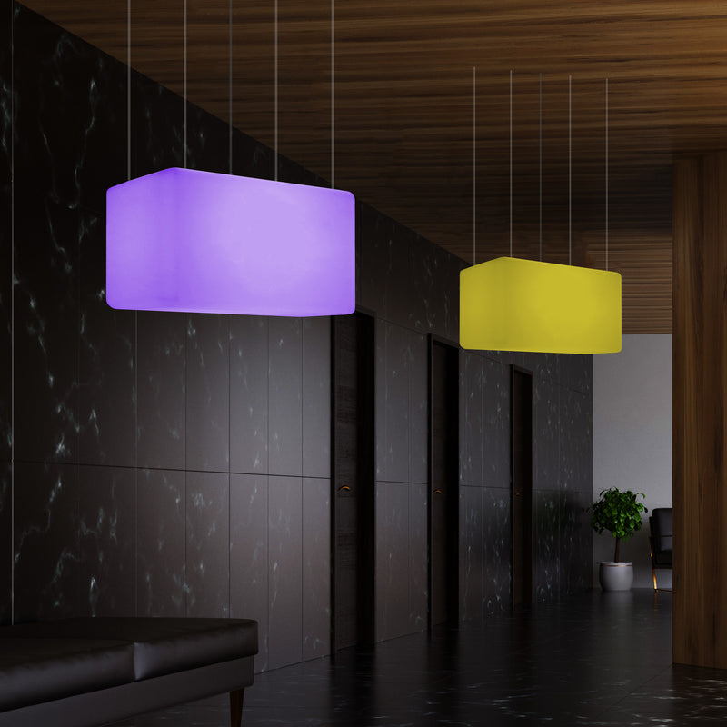 Plafonnier unique, lampe suspendue LED linéaire îlot de cuisine 55 x 35 cm E27 RGB avec télécommande