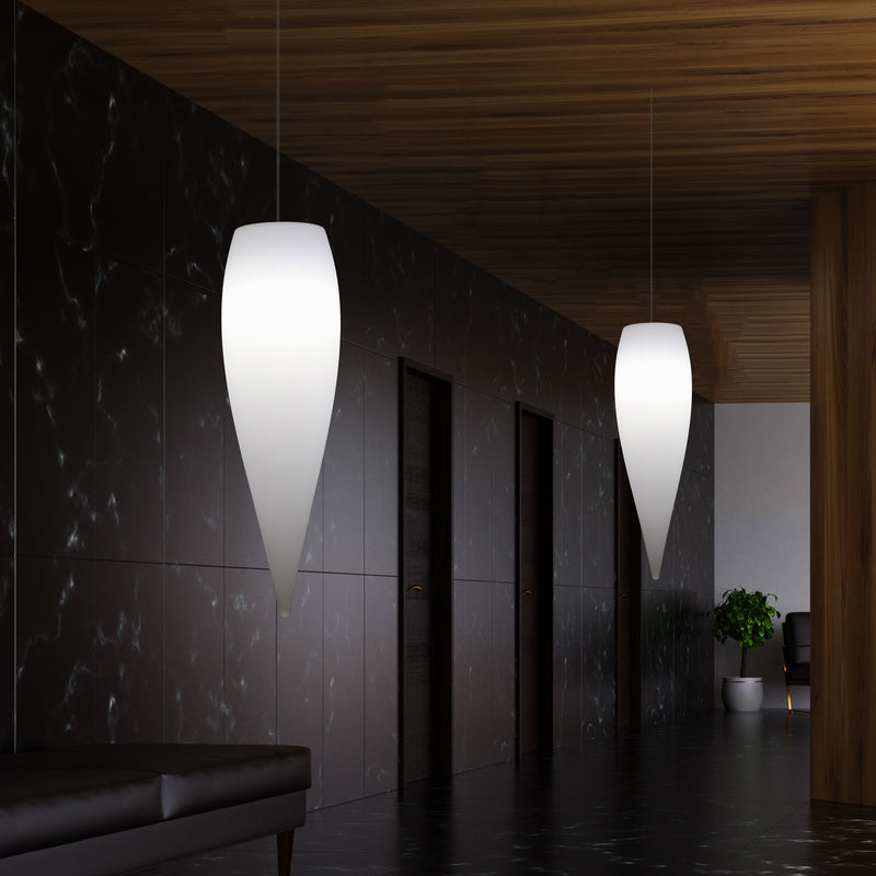 Lampe à suspension goutte d'eau, lumière pendante à LED décorative glaçon, 80 cm, E27, blanc