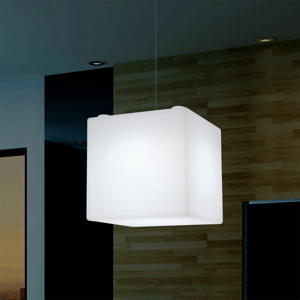 Cube LED suspendu, lampe pendante géométrique, taille de 30 x 30 cm, E27, lumière blanche