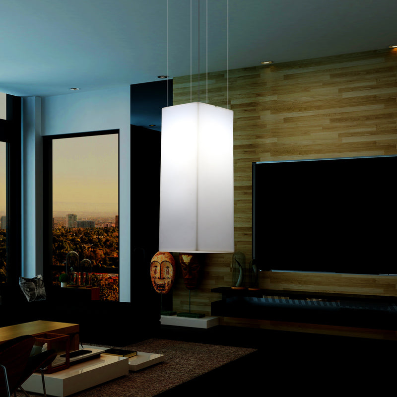 Lampe à suspension linéaire, éclairage à LED suspendu, taille 110 x 30 cm, ampoule E27, blanc