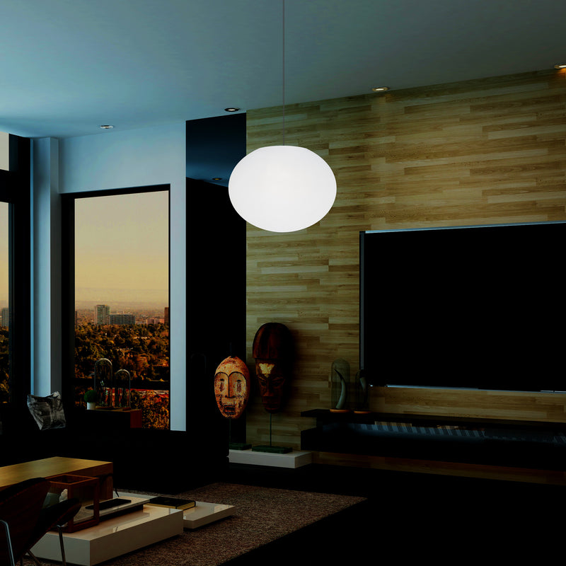 Plafonnier design à LED, suspension lumière 3D ellipse ovale E27, sphère plate de 27 cm
