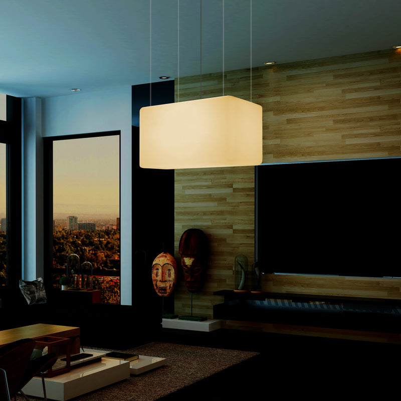 Lampe LED de suspension, rectangulaire Lumière moderne pour salle à manger 55x35 cm E27, blanc chaud
