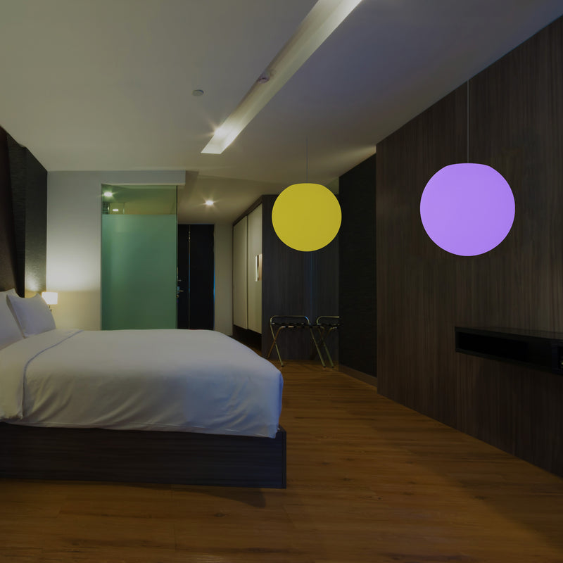 Plafonnier suspendu à boule, lampe suspendue RGB 30 cm, lumière d'ambiance à couleurs changeantes