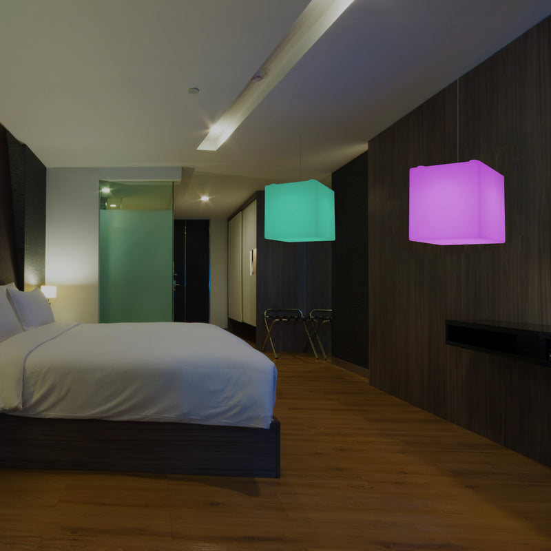 Lampe à suspension LED Cube Lumière pendante RGB SMD à couleurs changeantes 300 mm, lumière ambiante