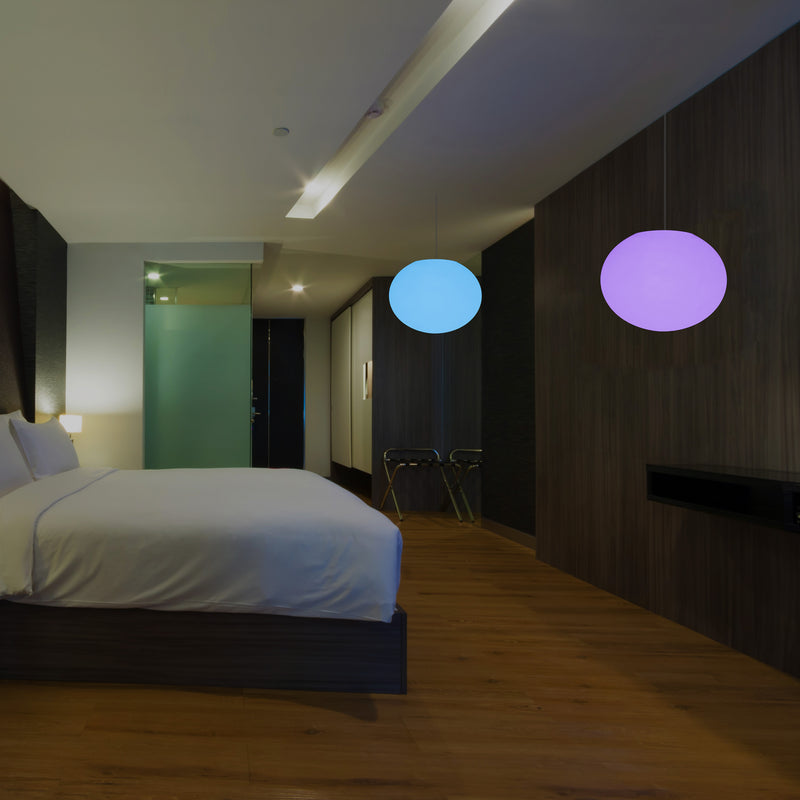 Plafonnier ellipse galet, suspension RGB ovale design, 27 cm, éclairage d'ambiance LED