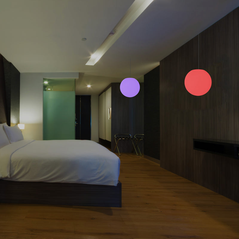 Plafonnier à boule suspendue, lampe pendante LED de 15cm changement de couleurs éclairage d'ambiance