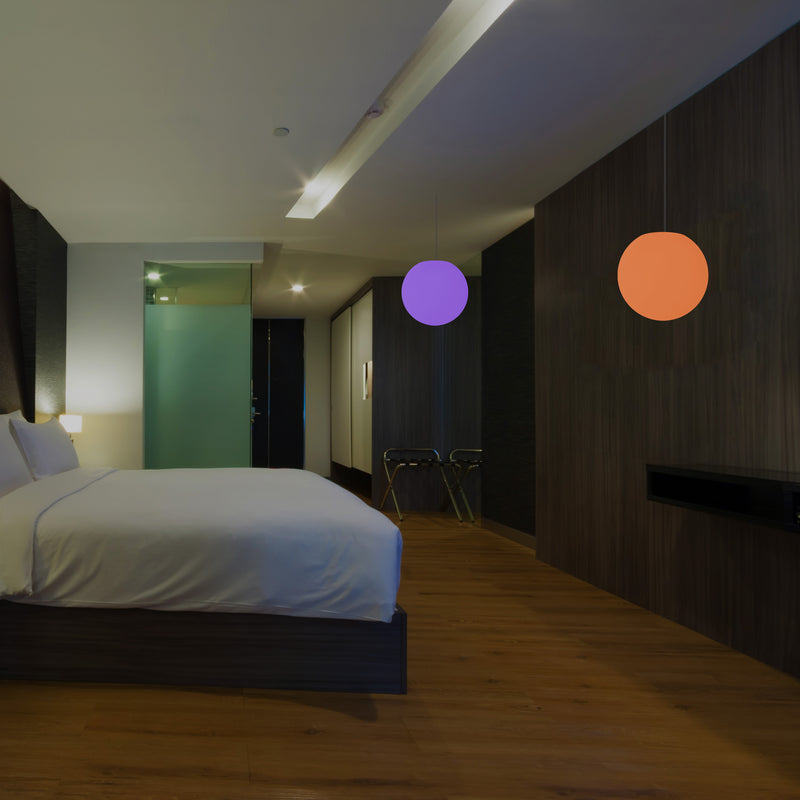 Plafonnier à boule suspendue, lampe pendante LED de 15cm changement de couleurs éclairage d'ambiance
