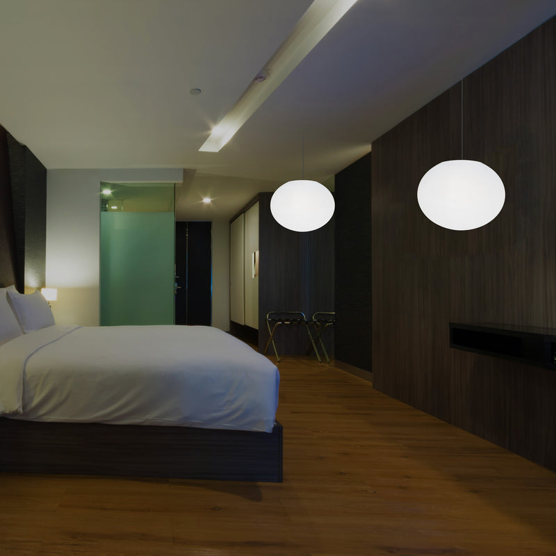 Plafonnier design à LED, suspension lumière 3D ellipse ovale E27, sphère plate de 27 cm