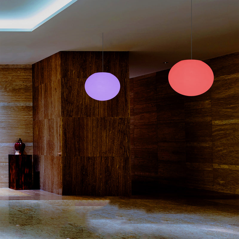 Suspension elliptique ovale, plafonnier avec changement de couleurs, lumière boule plate