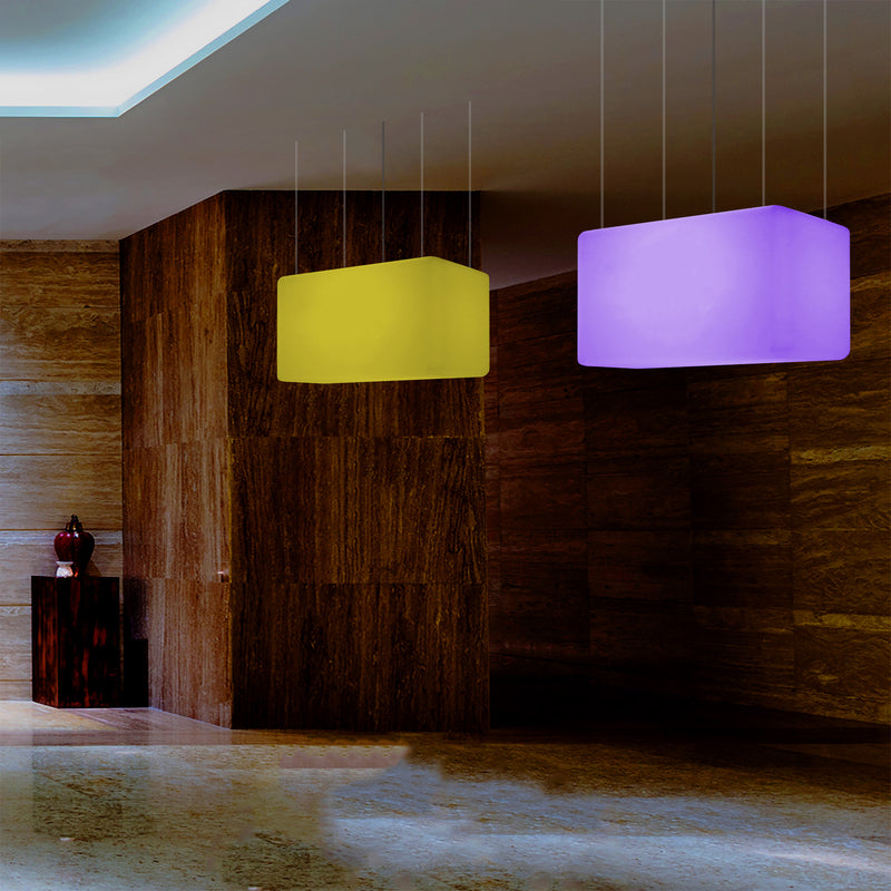Plafonnier unique, lampe suspendue LED linéaire îlot de cuisine 55 x 35 cm E27 RGB avec télécommande