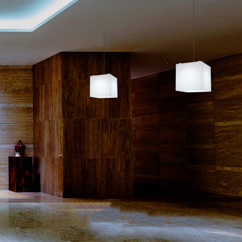 Éclairage de suspension Cube LED, Lampe pendante moderne, 200 mm, ampoule E27, lumière blanche