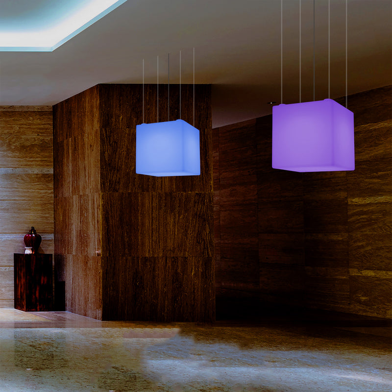 Plafonnier Cube à LED, lampe suspendue moderne RVB multicolore, 400 mm, lampe d'ambiance