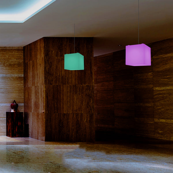 Lampe suspendue Cube, plafonnier RGB moderne multicolore, 200 mm, lampe d'ambiance LED SMD