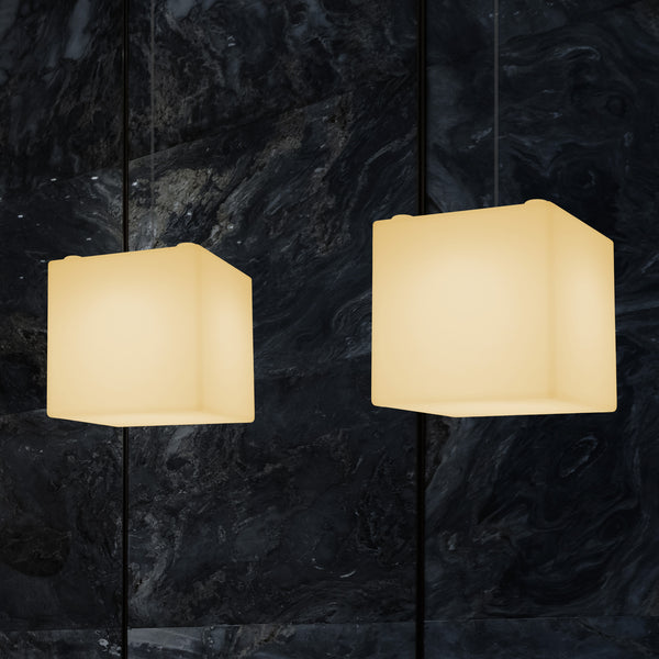 Lampe LED suspendue en forme de cube, éclairage moderne de plafond, 30 cm, E27, blanc chaud