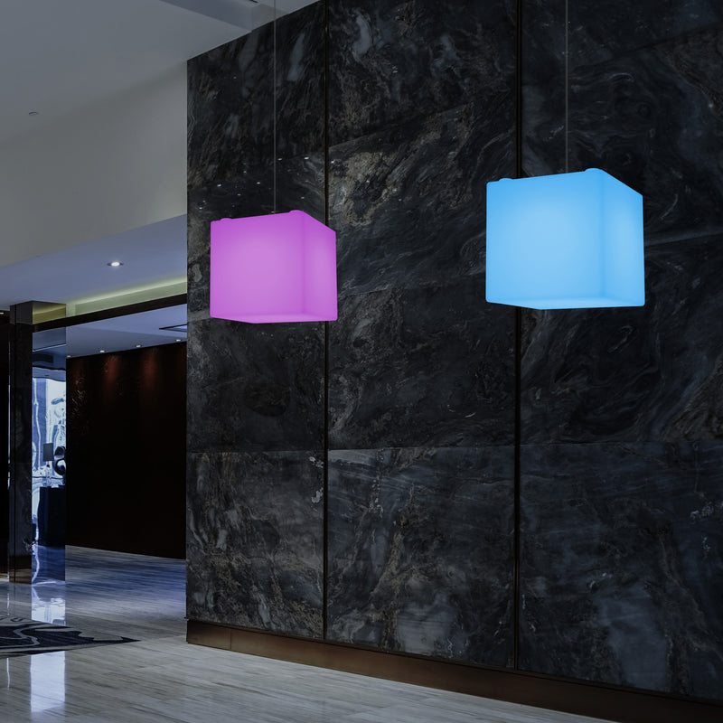Lampe à suspension LED Cube Lumière pendante RGB SMD à couleurs changeantes 300 mm, lumière ambiante