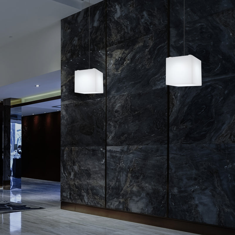 Éclairage de suspension Cube LED, Lampe pendante moderne, 200 mm, ampoule E27, lumière blanche