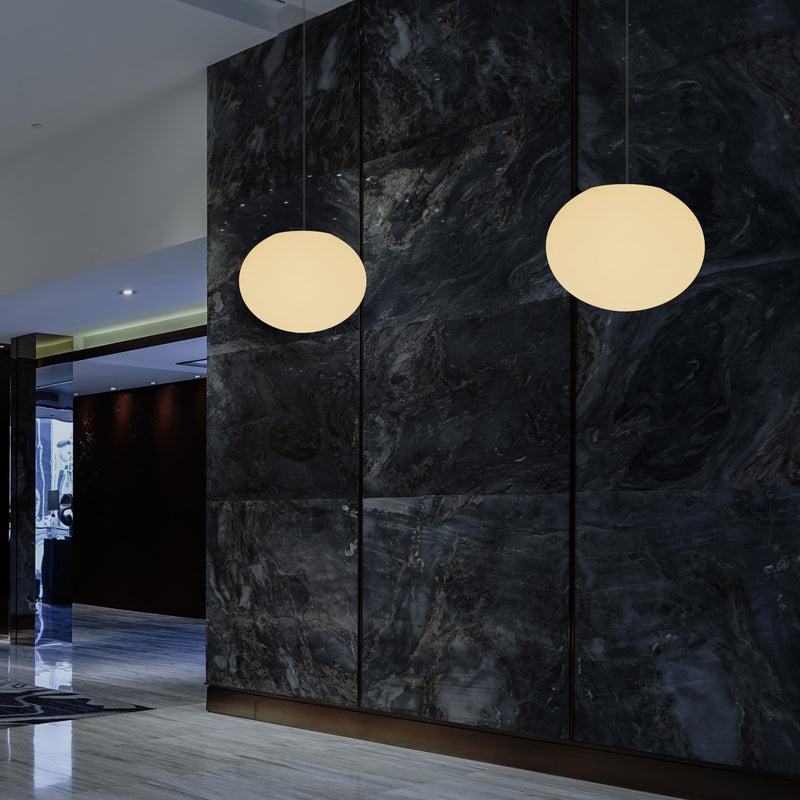 Plafonnier suspendu décoratif E27, lampe suspendue à LED lumière 3D ovale elliptique, boule 27 cm